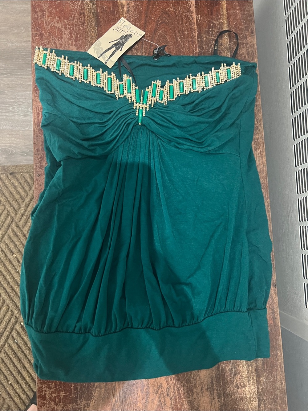 Strapless Emerald Green Beaded Women’s Top